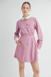 CONTRAST TRIM MINI DRESS I ABED7551 I SHIP 09/18/24