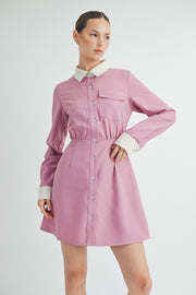 CONTRAST TRIM MINI DRESS I ABED7551 I SHIP 09/18/24