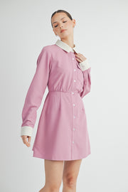 CONTRAST TRIM MINI DRESS I ABED7551 I SHIP 09/18/24