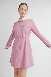 CONTRAST TRIM MINI DRESS I ABED7551 I SHIP 09/18/24