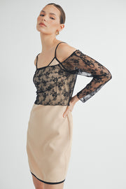 Silp Mini Dress With Sheer Dress I ABED7554 I SHIP 09/04/24