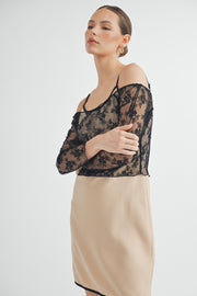 Silp Mini Dress With Sheer Dress I ABED7554 I SHIP 09/04/24