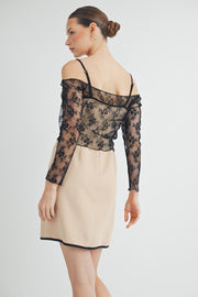 Silp Mini Dress With Sheer Dress I ABED7554 I SHIP 09/04/24