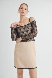 Silp Mini Dress With Sheer Dress I ABED7554 I SHIP 09/04/24