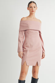 Off the Shoulder Long Sleeve Mini Dress I ABED7557