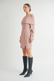 Off the Shoulder Long Sleeve Mini Dress I ABED7557