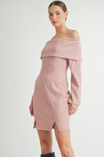Load image into Gallery viewer, Off the Shoulder Long Sleeve Mini Dress I ABED7557
