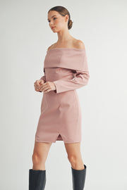 Off the Shoulder Long Sleeve Mini Dress I ABED7557