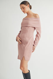 Off the Shoulder Long Sleeve Mini Dress I ABED7557