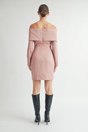 Off the Shoulder Long Sleeve Mini Dress I ABED7557