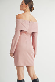 Off the Shoulder Long Sleeve Mini Dress I ABED7557