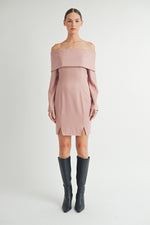 Load image into Gallery viewer, Off the Shoulder Long Sleeve Mini Dress I ABED7557
