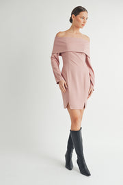 Off the Shoulder Long Sleeve Mini Dress I ABED7557