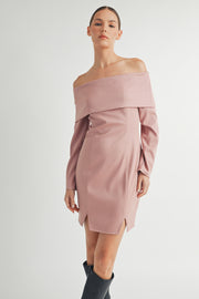 Off the Shoulder Long Sleeve Mini Dress I ABED7557