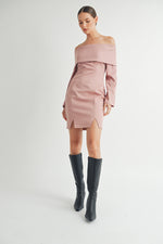 Load image into Gallery viewer, Off the Shoulder Long Sleeve Mini Dress I ABED7557

