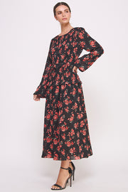 Floral Print Long Sleeve Midi Dress I ABED7561 I SHIP 09/25/24