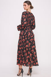 Floral Print Long Sleeve Midi Dress I ABED7561 I SHIP 09/25/24