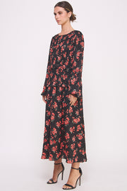 Floral Print Long Sleeve Midi Dress I ABED7561 I SHIP 09/25/24