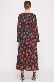 Floral Print Long Sleeve Midi Dress I ABED7561 I SHIP 09/25/24