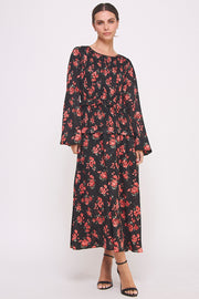Floral Print Long Sleeve Midi Dress I ABED7561 I SHIP 09/25/24