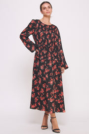 Floral Print Long Sleeve Midi Dress I ABED7561 I SHIP 09/25/24