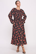Load image into Gallery viewer, Floral Print Long Sleeve Midi Dress I ABED7561 I SHIP 09/25/24
