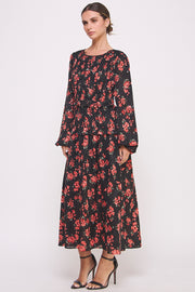 Floral Print Long Sleeve Midi Dress I ABED7561 I SHIP 09/25/24
