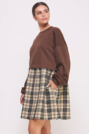 Long Sleeve Checked Skirt Dress I ABED7565