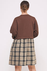 Long Sleeve Checked Skirt Dress I ABED7565