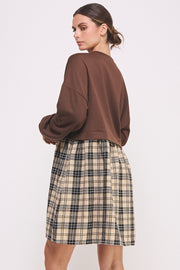 Long Sleeve Checked Skirt Dress I ABED7565