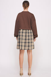 Long Sleeve Checked Skirt Dress I ABED7565