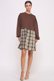 Long Sleeve Checked Skirt Dress I ABED7565