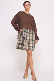 Long Sleeve Checked Skirt Dress I ABED7565