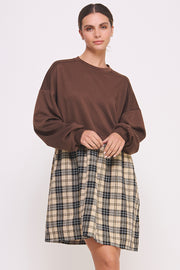 Long Sleeve Checked Skirt Dress I ABED7565