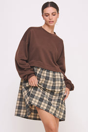 Long Sleeve Checked Skirt Dress I ABED7565