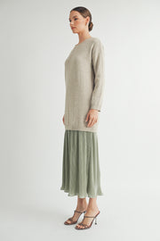 Sweater Top and Pleats Skirt Layered Dress I ABED7567
