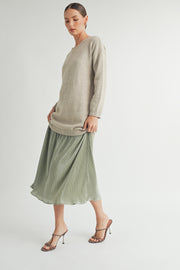 Sweater Top and Pleats Skirt Layered Dress I ABED7567