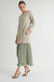 Sweater Top and Pleats Skirt Layered Dress I ABED7567