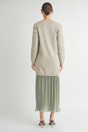 Sweater Top and Pleats Skirt Layered Dress I ABED7567