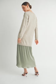 Sweater Top and Pleats Skirt Layered Dress I ABED7567