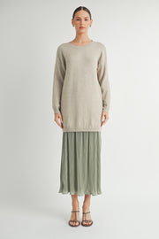Sweater Top and Pleats Skirt Layered Dress I ABED7567