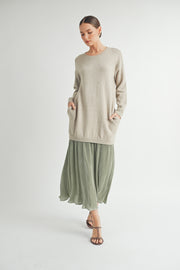 Sweater Top and Pleats Skirt Layered Dress I ABED7567