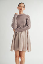 Load image into Gallery viewer, Long Sleeve Twofer Sweater Mini Dress I ABED7568 I INSTOCK
