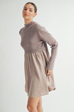 Load image into Gallery viewer, Long Sleeve Twofer Sweater Mini Dress I ABED7568 I INSTOCK

