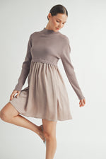 Load image into Gallery viewer, Long Sleeve Twofer Sweater Mini Dress I ABED7568 I INSTOCK
