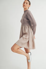 Load image into Gallery viewer, Long Sleeve Twofer Sweater Mini Dress I ABED7568 I INSTOCK
