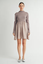 Load image into Gallery viewer, Long Sleeve Twofer Sweater Mini Dress I ABED7568 I INSTOCK
