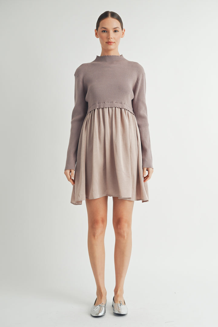 Long Sleeve Twofer Sweater Mini Dress I ABED7568 I INSTOCK