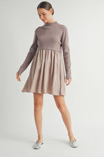 Load image into Gallery viewer, Long Sleeve Twofer Sweater Mini Dress I ABED7568 I INSTOCK
