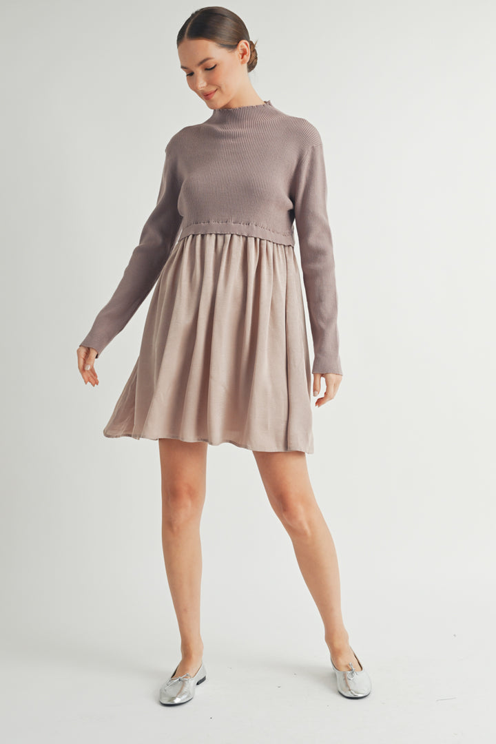 Long Sleeve Twofer Sweater Mini Dress I ABED7568 I INSTOCK